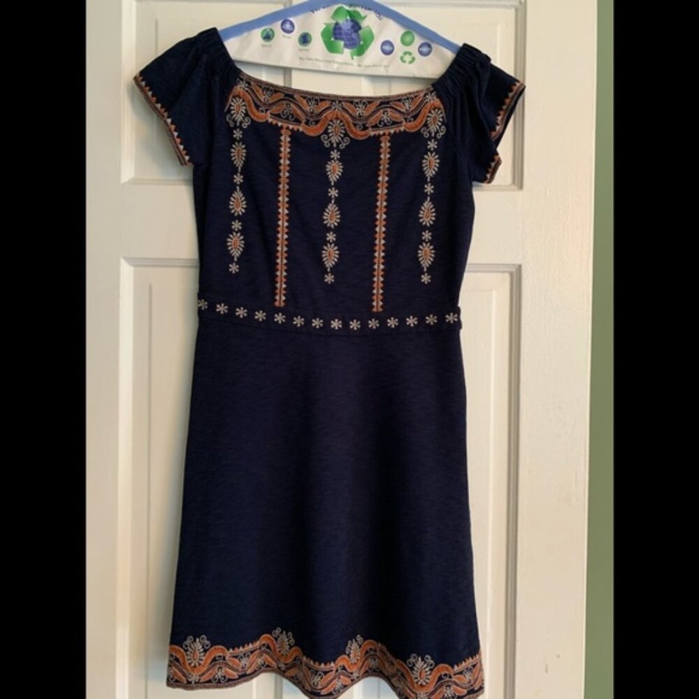 Tory Burch navy embroidered dress size XS